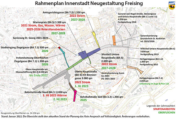 Aktualisierter Rahmenterminplan für die Innenstadt-Neugestaltung. 
