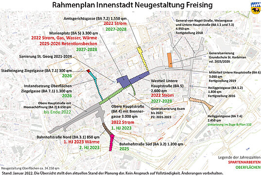 Aktualisierter Rahmenterminplan für die Innenstadt-Neugestaltung. 