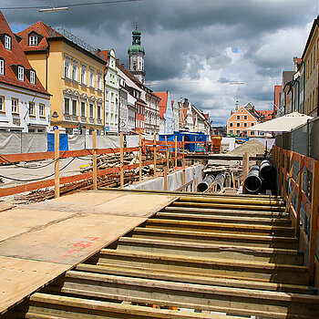 Blick auf den noch laufenden 3. Bauabschnitt. (Foto: Stadt Freising)