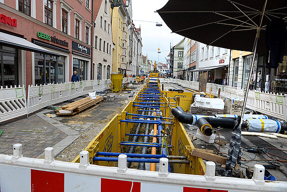 Ausbau des Wärmenetzes in der Oberen Hauptstraße durch die Freisinger Stadtwerke. (Foto: Stadt Freising)