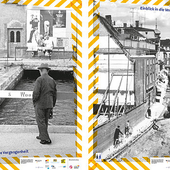 Zwei Plakatmotive geben Einblick in die Vergangenheit der Freisinger Altstadt.